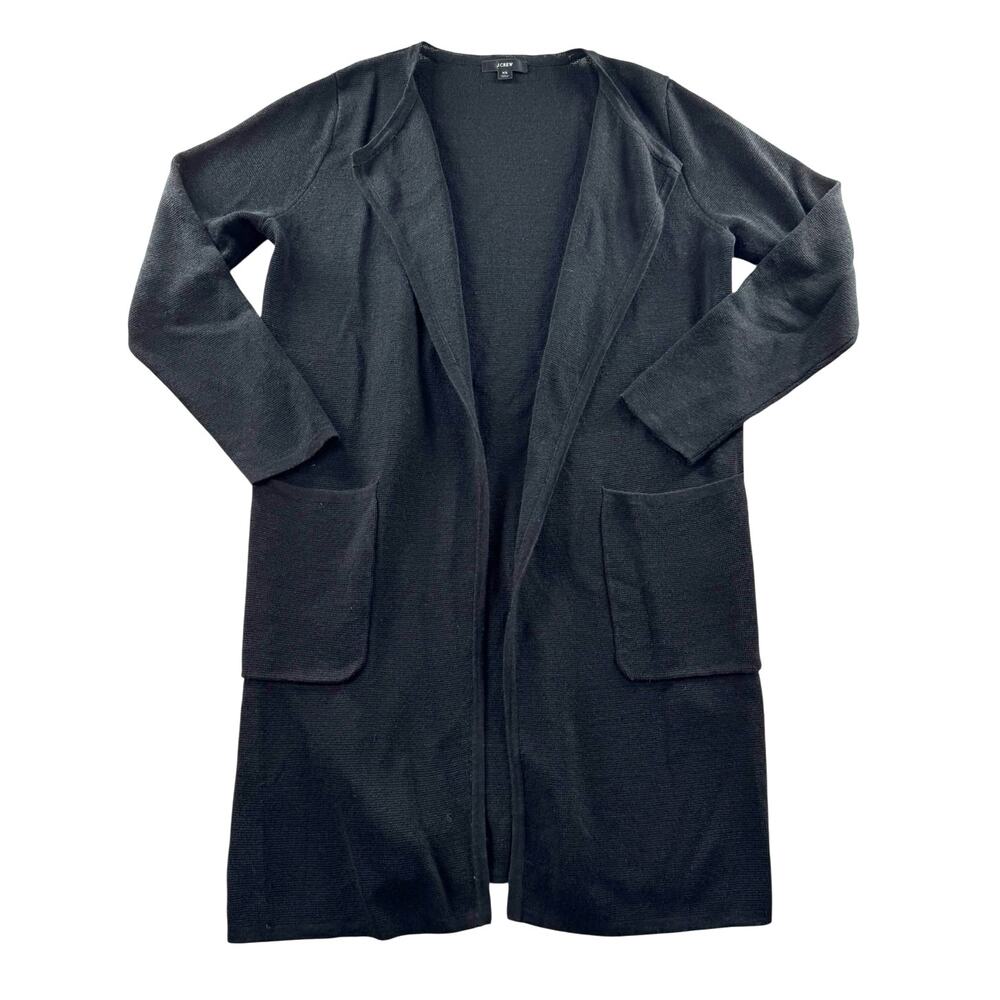 J.Crew Juliette Collarless Sweater Blazer XS Black Open Front Cardigan Jacket
